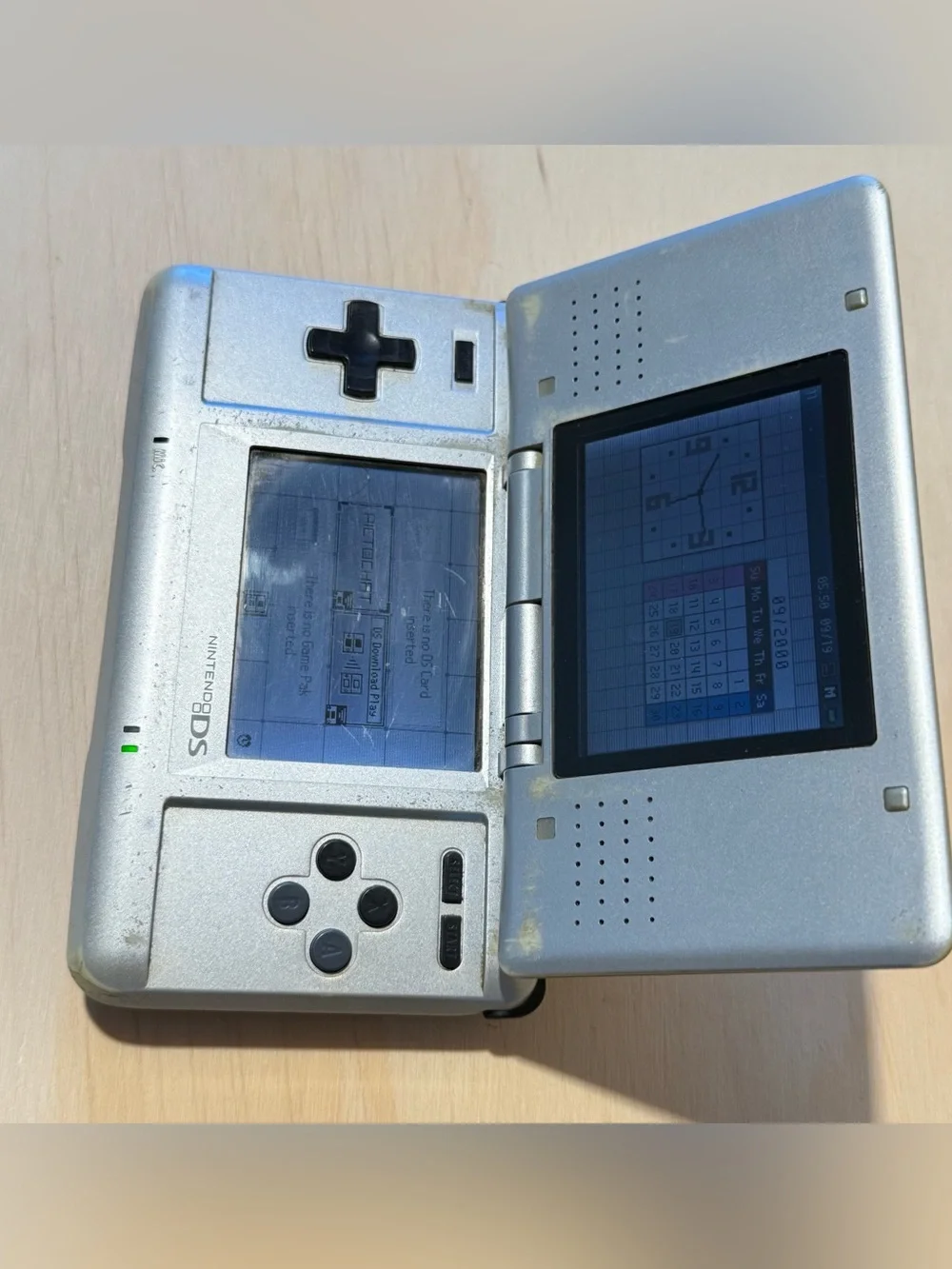Nintendo DS Silver w/Charge 3-Games/Super Mario Bros.Tested Good Read Info Blw!